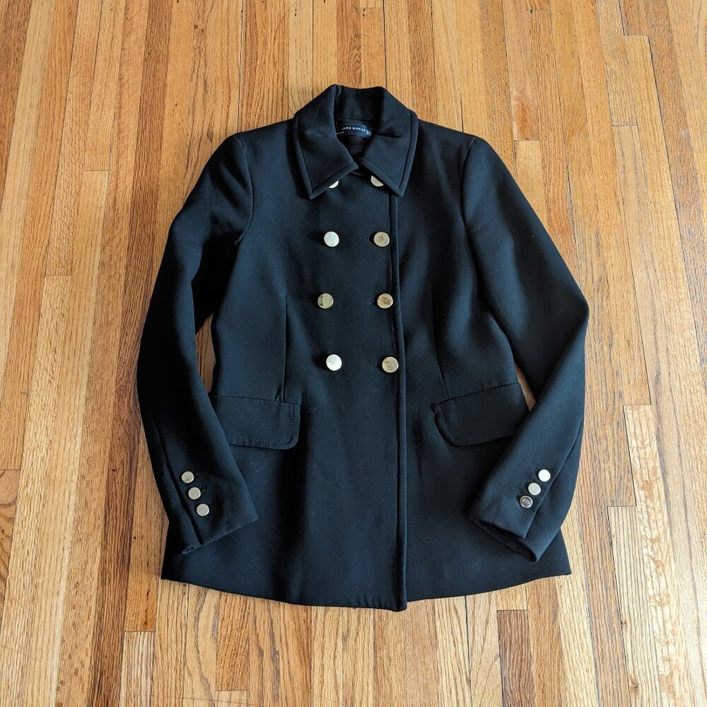 Zara Pea Coat  Black Jacket
